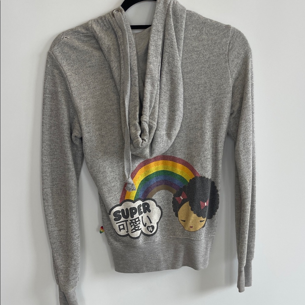 Harajuku Lovers Gray Rainbow Graphic Sweater Size X-Small